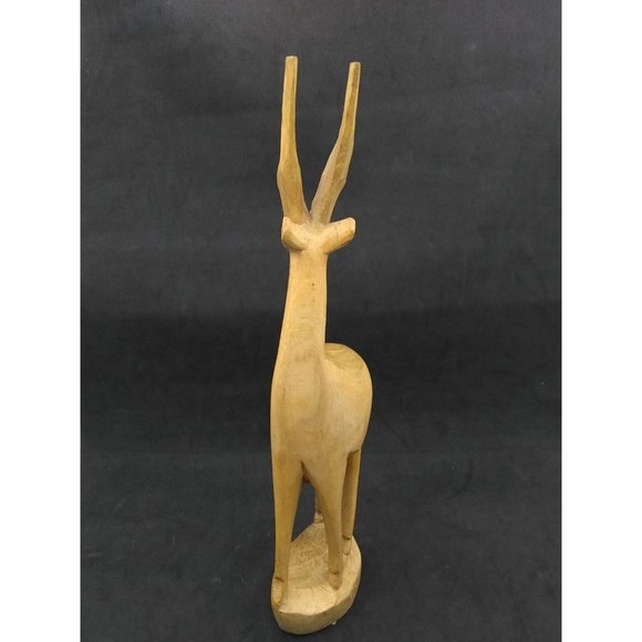 Pier1 Kenya HandCarved Wood Gazelle Antelope Mid Century Style Tall 12" Figurine - Picture 4 of 10